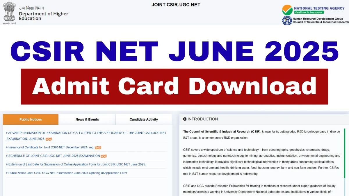 CSIR NET June 2025 Admit Card Download