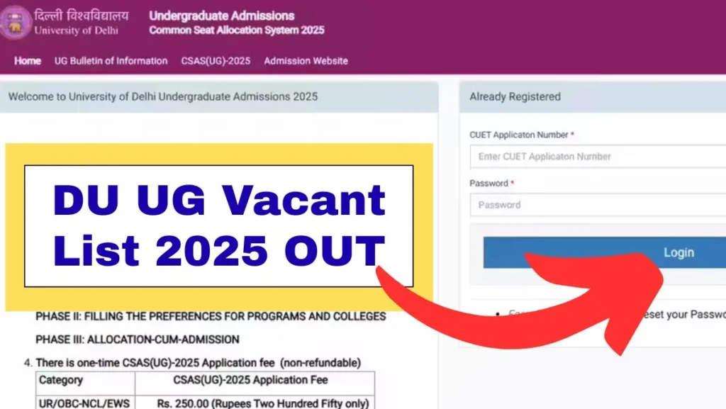 DU UG Vacant List 2025