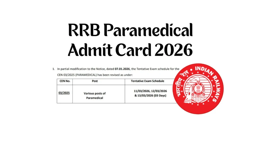 RRB Paramedical Admit Card 2026