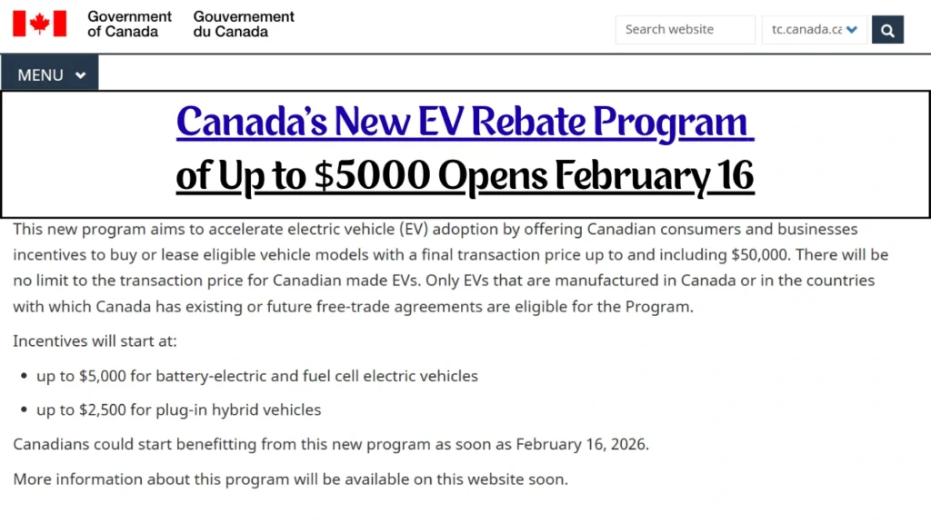 Canada's New EV Rebate Program