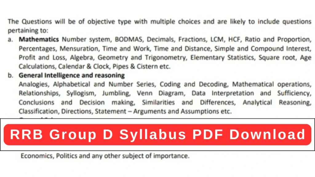 RRB Group D Syllabus PDF Download 1 RRB Group D Syllabus