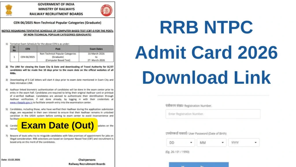 RRB NTPC Admit Card 2026