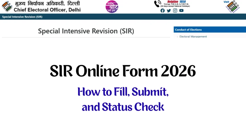 SIR Online Form 2026: How to Fill, Submit, and Status Check 1 SIR Online Form 2026