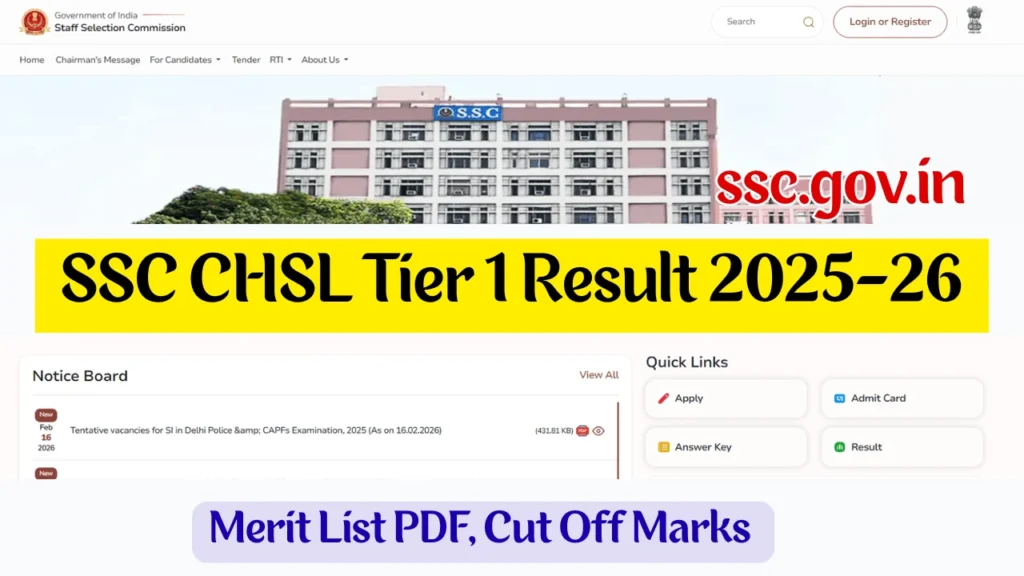 SSC CHSL Tier 1 Result 2025-26