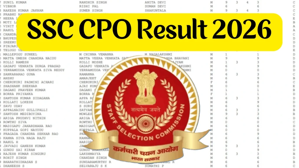SSC CPO Result 2026, Download Merit List @ssc.gov.in 1 SSC CPO Result 2026