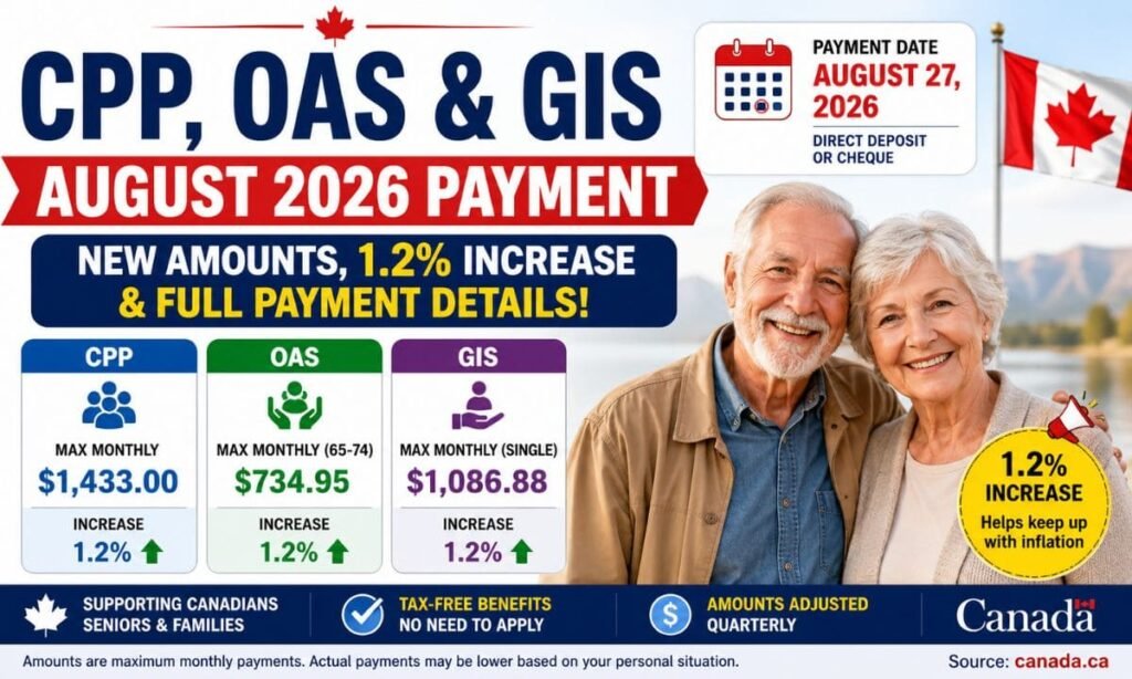 CPP, OAS & GIS August 2026 Payment