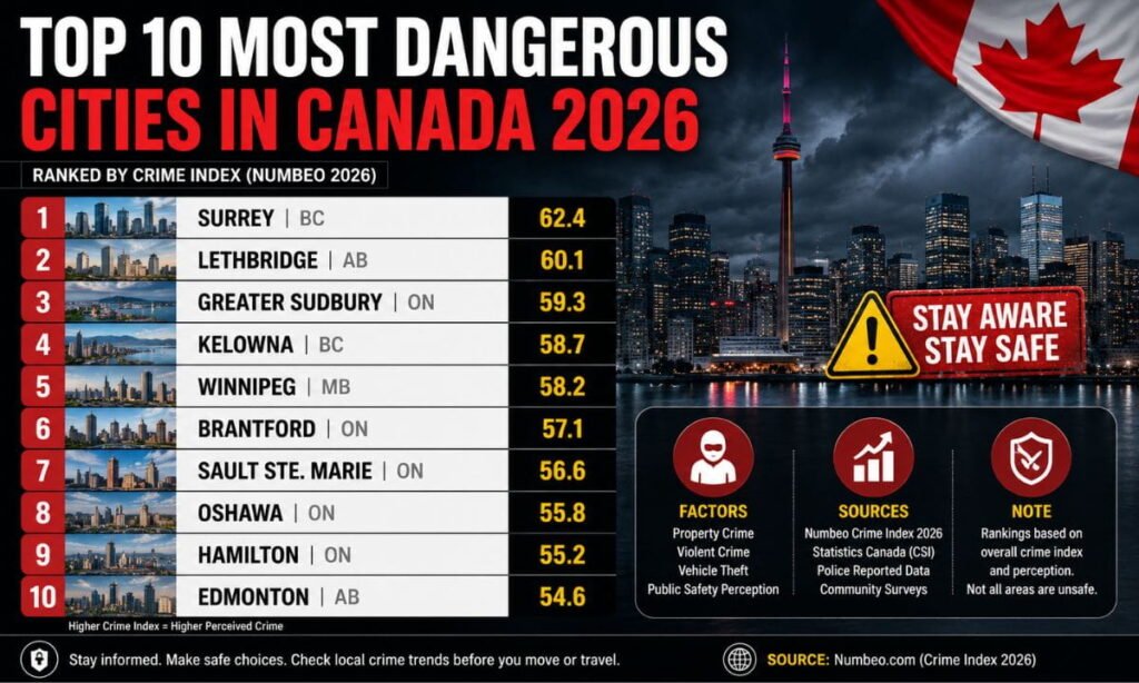 Top 10 Most Dangerous Cities in Canada 2026: Here's the New Updated List! 1 Top 10 Most Dangerous Cities in Canada