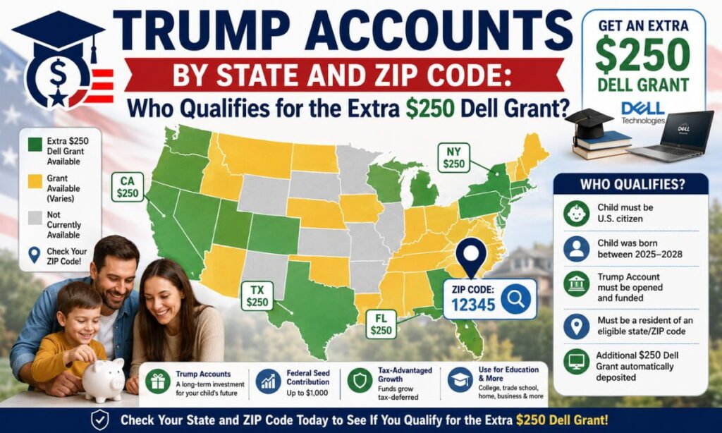 Trump Accounts by State and ZIP Code: Who Qualifies for the Extra $250 Dell Grant? 1 Trump Accounts by State and ZIP Code