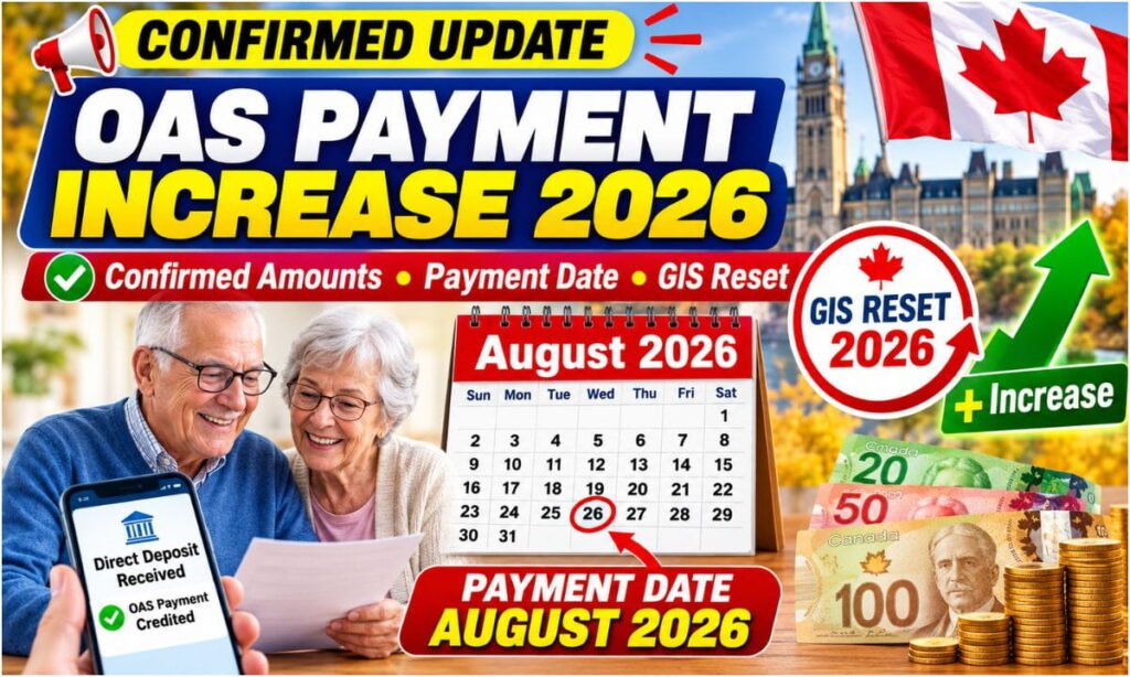 OAS Payment Increase August 2026: Confirmed Amounts, Payment Date, and the Annual GIS Reset ! 3 OAS Payment Increase August 2026