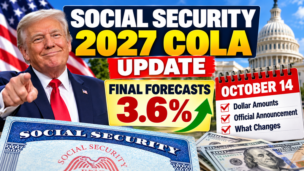 Social Security 2027 COLA Update: Final Forecasts 3.6%, Dollar Amounts and What Changes on October 14 1 Social Security 2027 COLA Forecast